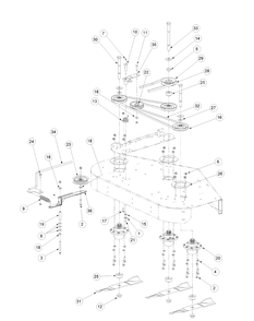 Fabricated Deck Spindle Assembly Diagram and Parts List for M48-KW 53AB5DBV750-23-HP-OHV Cub Cadet Lawn Tractor